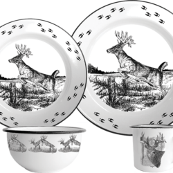 enamelware set with wildlife art - whitetail deer 2 offered by Utica USA