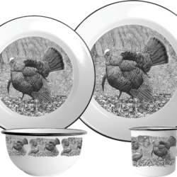 enamelware set with wildlife art - wild turkey offered by Utica USA